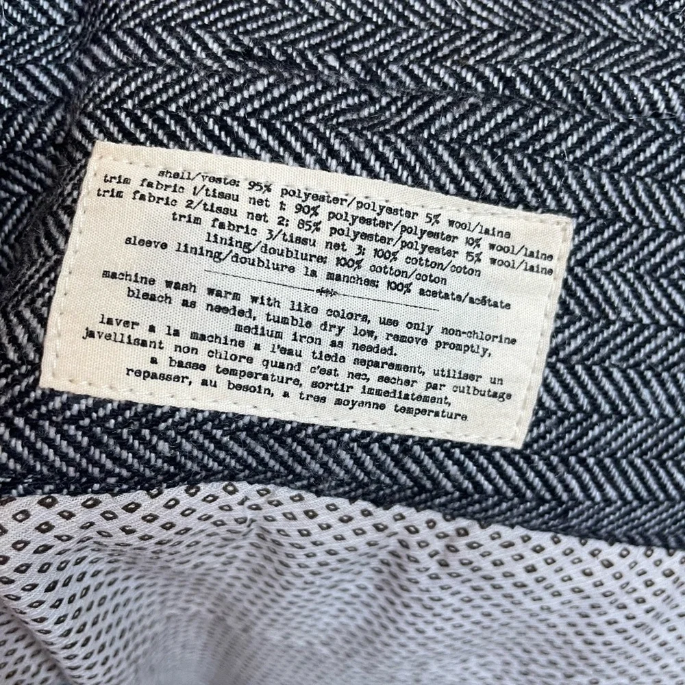 VTG Anthropologie Cartonnier Alma Mater Patchwork Herringbone Blazer Jacket.Sz 2 - Picture 9 of 10